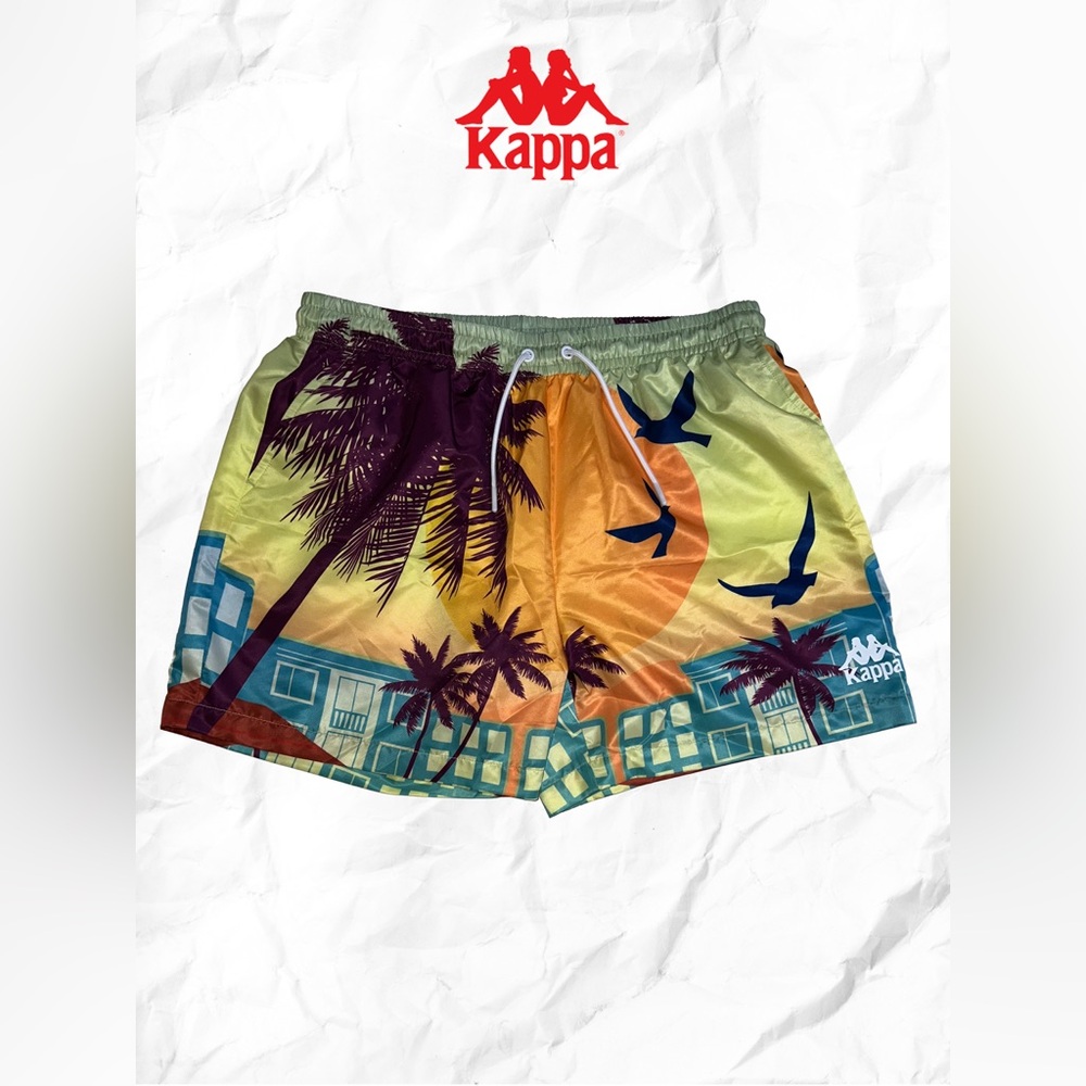 Kappa Men's Tropical Sunset Swim Trunks - Orange and Brown